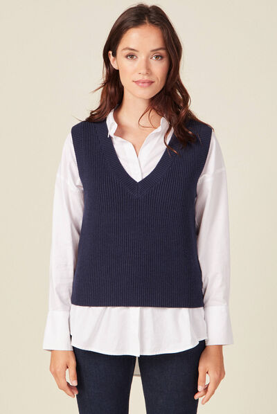 Pull éco-responsable bleu marine femme