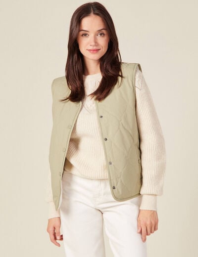 Blouson réversible boutonné vert kaki femme