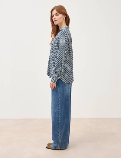 Blouse manches longues bleu marine femme