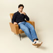 Pull manches longues col polo bleu marine homme