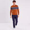 Pull manches longues marron homme
