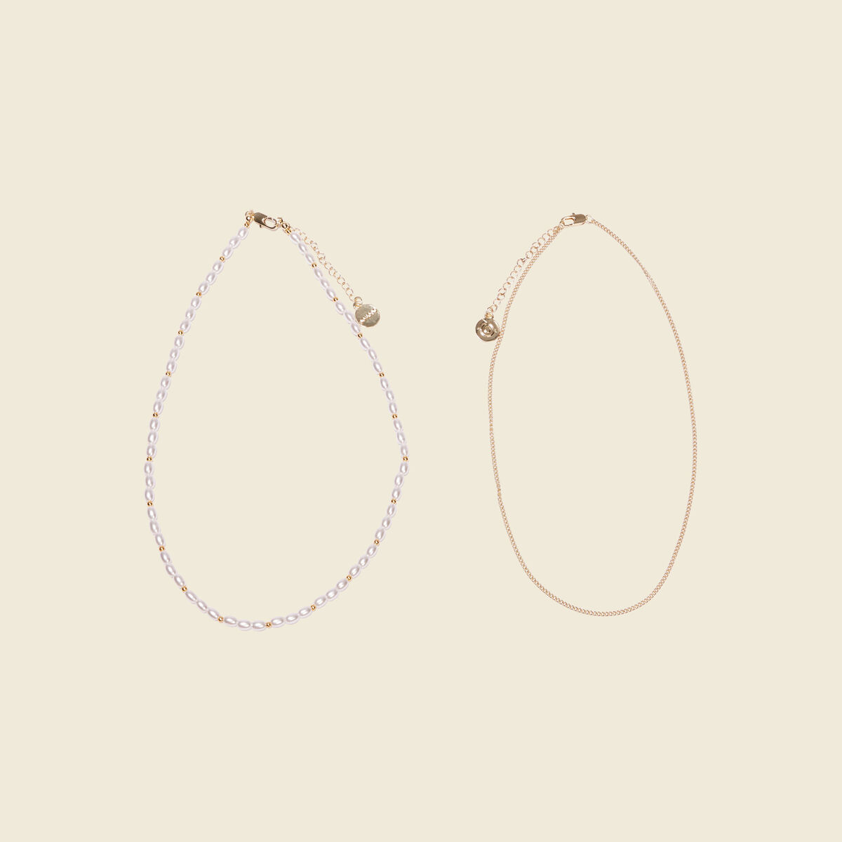 Double collier à perles blanc femme