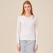 T-shirt ajust&eacute; d&eacute;collet&eacute; manches longues blanc femme