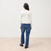 Pull col rond manches longues ecru femme