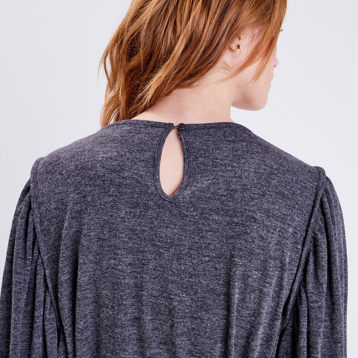 Robe droite ceinturée gris foncé femme