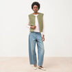 Gilet droit sans manches col rond vert kaki femme