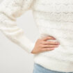 Pull manches longues col bateau ecru femme