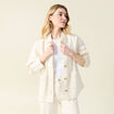 Blouson boutonné brodé denim blanc femme