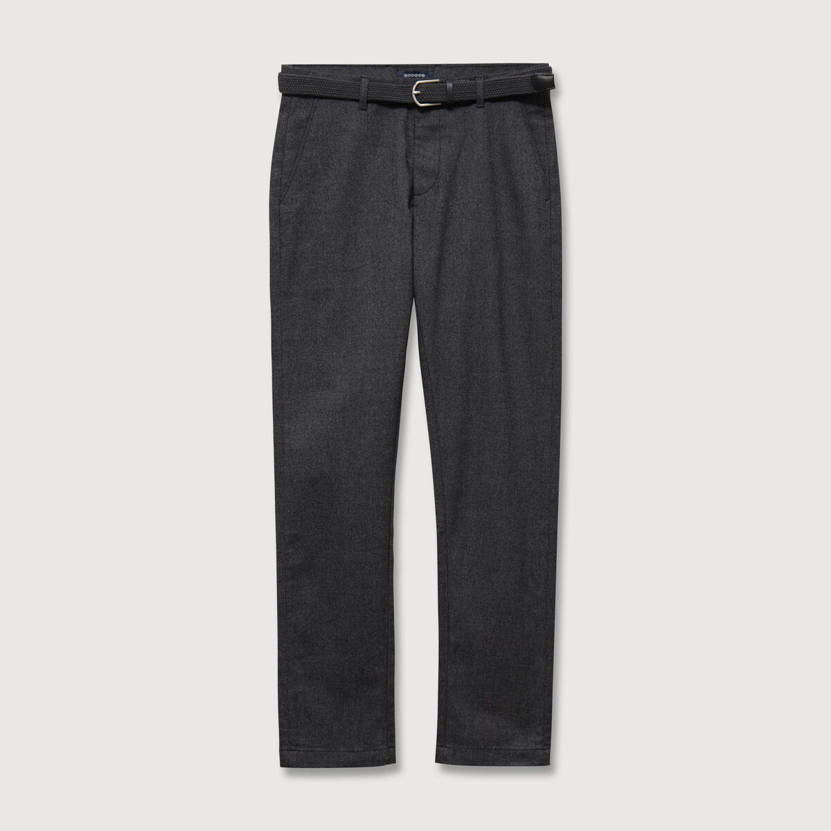 Pantalon chino avec ceinture gris fonc&eacute; homme