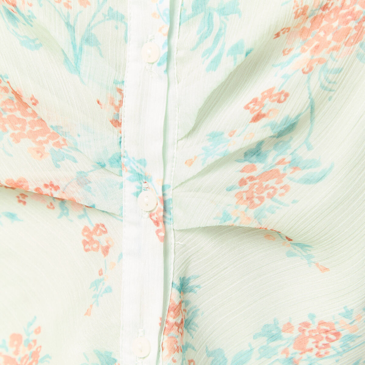 Top cintr&eacute; court voile col carr&eacute; vert pastel femme