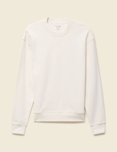 Sweat manches longues en coton ecru homme