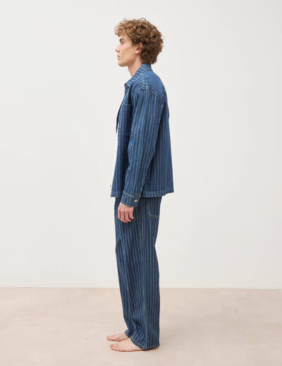 Surchemise oversize en jeans coton denim stone homme