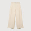 Pantalon large taille haute ceinture jaune pastel femme