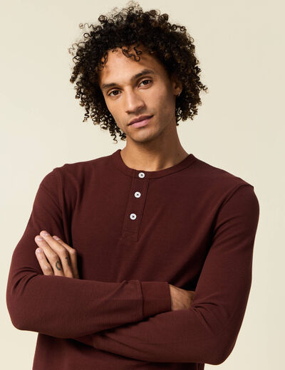 T-shirt manches longues bordeaux homme