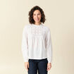 Chemise col montant manches longues ecru femme