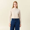 Pull manches longues cropped creme femme