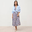 Robe droite 3/4 col v manches courtes bleu femme