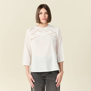 Blouse manches 3/4 ecru femme