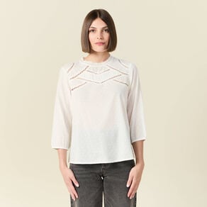 blouse manches 34 ecru femme Blouse manches 3/4 ecru femme