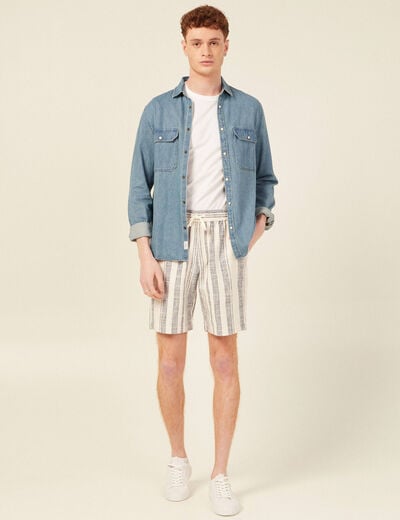 Bermuda large à coulisse ecru homme