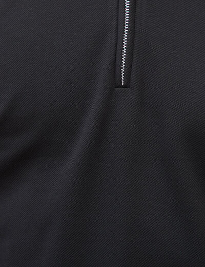 Polo droit manches longues noir homme