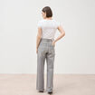 Jeans large taille haute denim gris femme