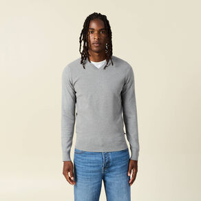 pull col en v eco responsable gris fonce homme Pull col en V éco-responsable gris foncé homme