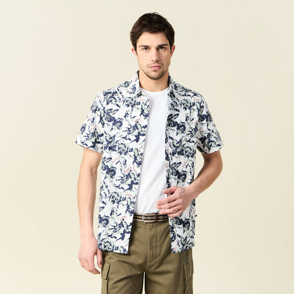 Chemise manches courtes blanc homme