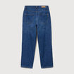 Jeans straight taille haute broderie bleu clair femme