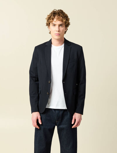 Veste blazer cintr&eacute;e bleu marine homme