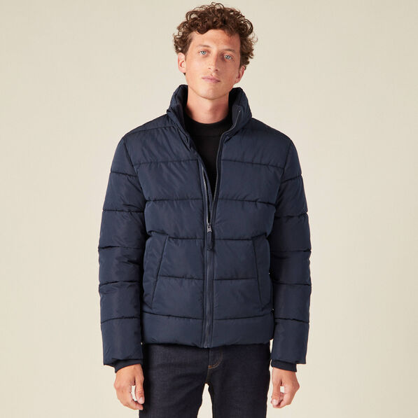 Doudoune droite zippée bleu marine homme