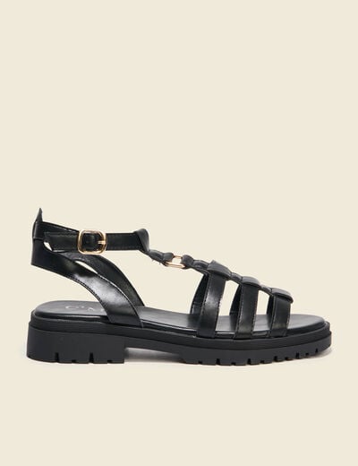 Sandales crantées noir femme