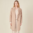 Manteau droit long boutonné marron clair femme