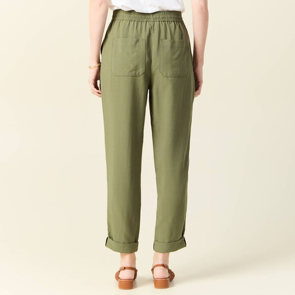 pantalon droit a coulisse vert kaki femme Pantalon droit à coulisse vert kaki femme