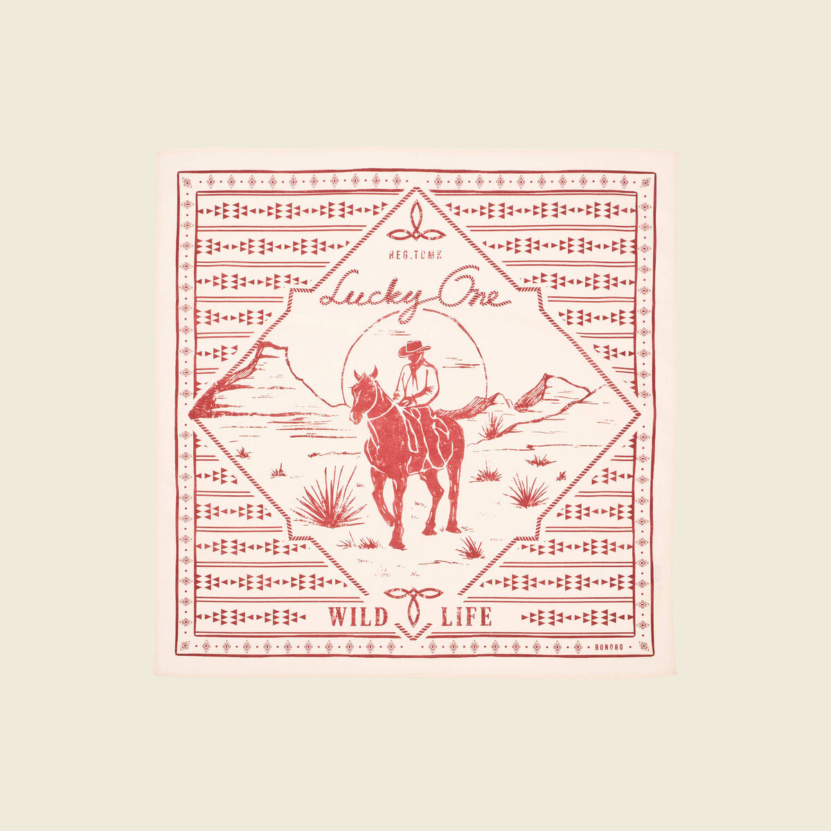Foulard carr&eacute; ecru homme