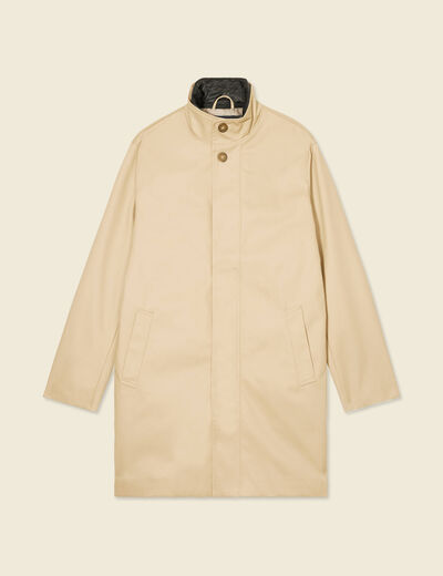 Trench mi-long col montant beige homme