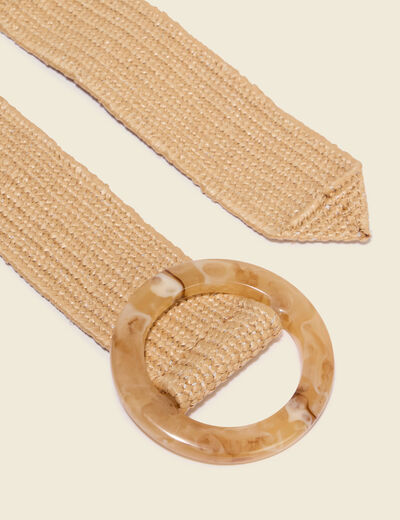 Ceinture tress&eacute;e large beige femme