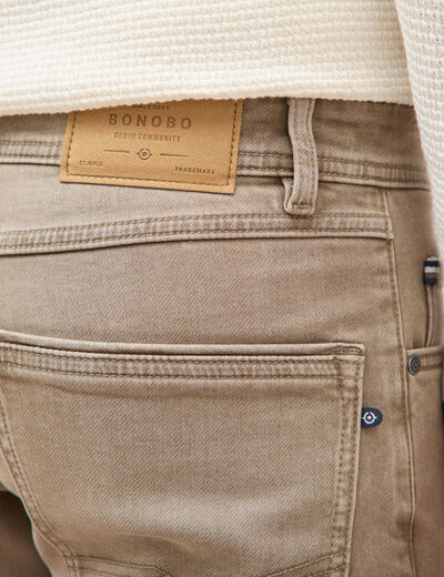 Jeans straight longueur 34 denim denim beige homme