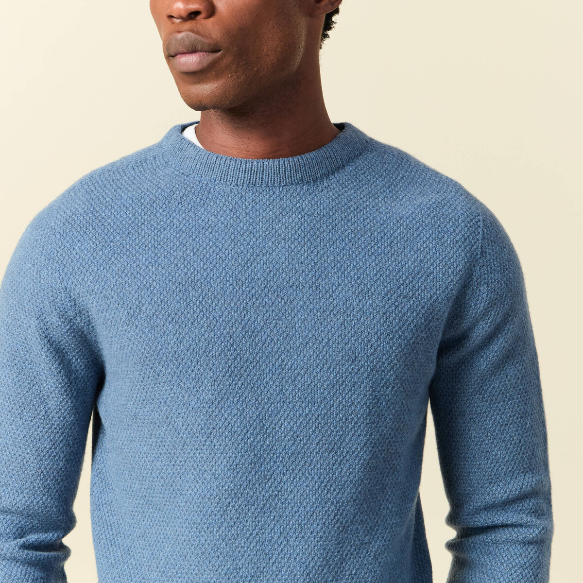 Pull manches longues fabriqu&eacute; en France bleu fonc&eacute; homme