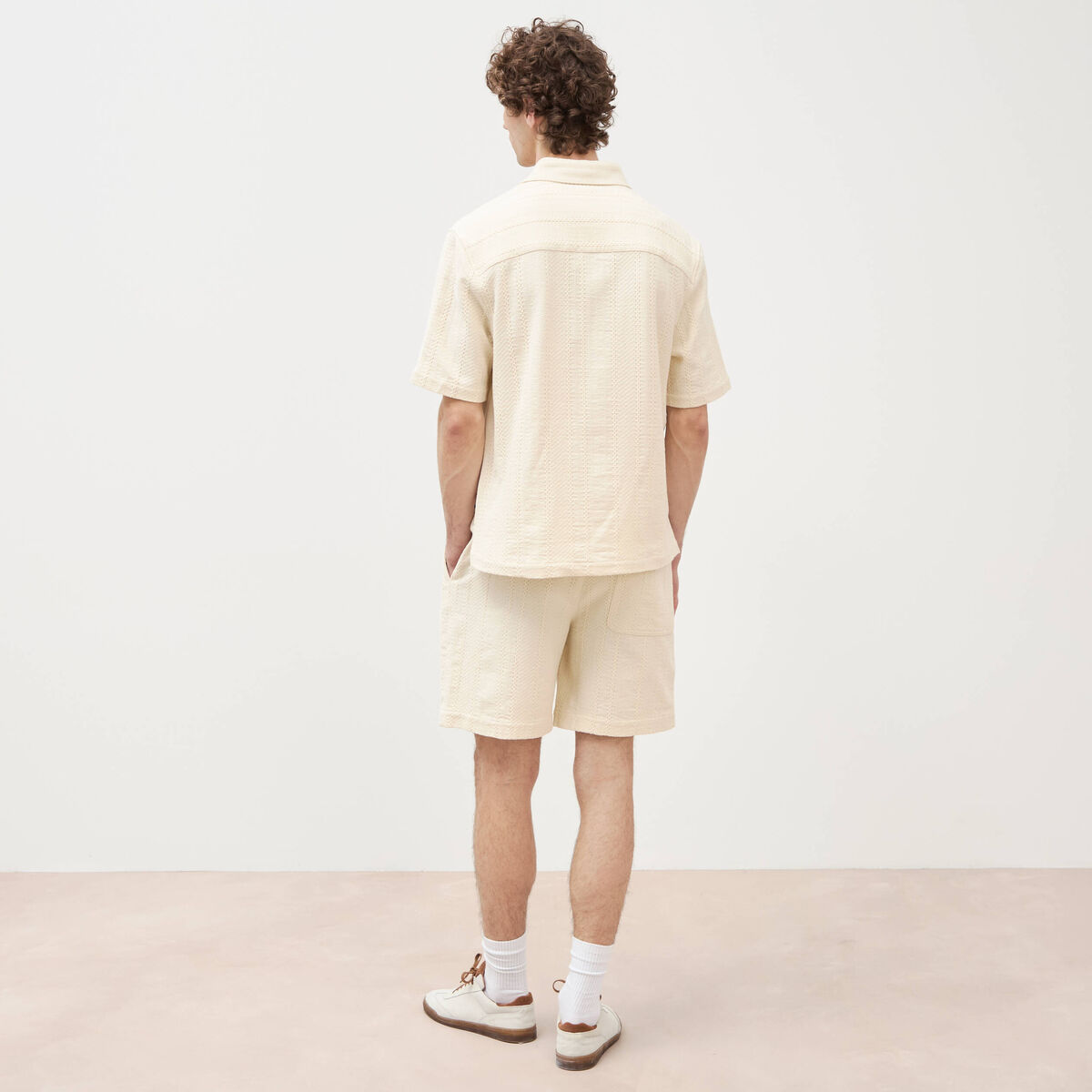 Chemise boyfriend manches courtes ecru homme