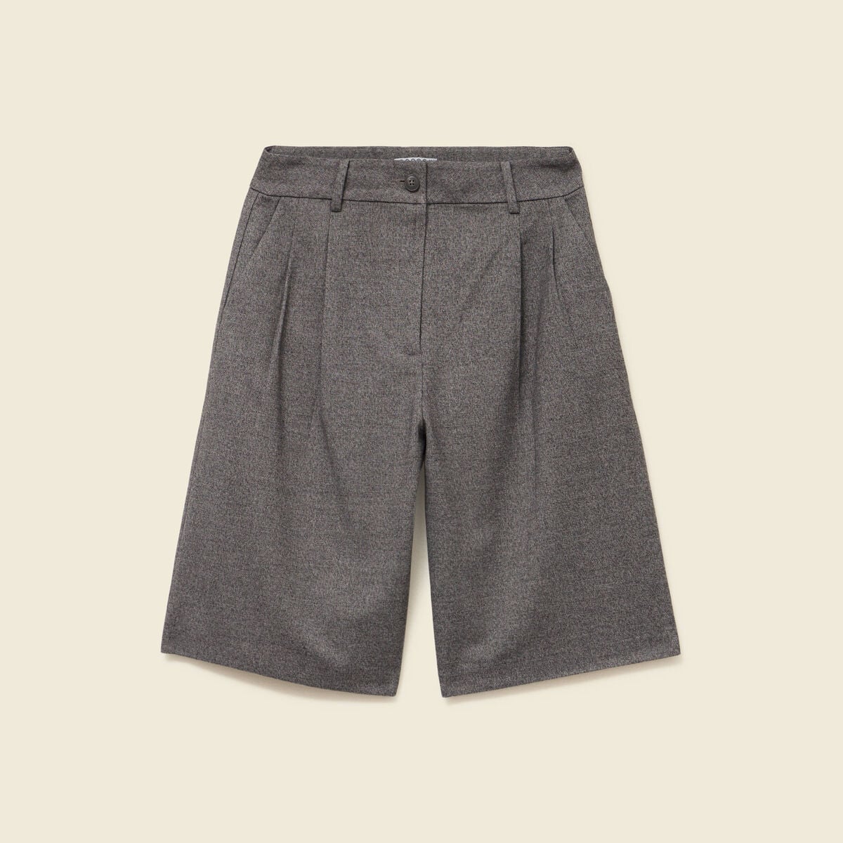 Bermuda large taille haute gris femme
