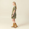 Robe évasée manches courtes vert olive femme