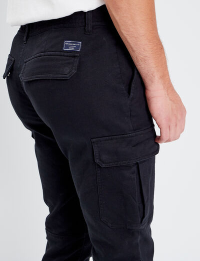 Pantalon cargo taille à cordon noir homme