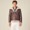Blouson droit simili cuir taupe homme