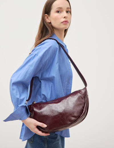 Sac bandouli&egrave;re avec doublure prune femme