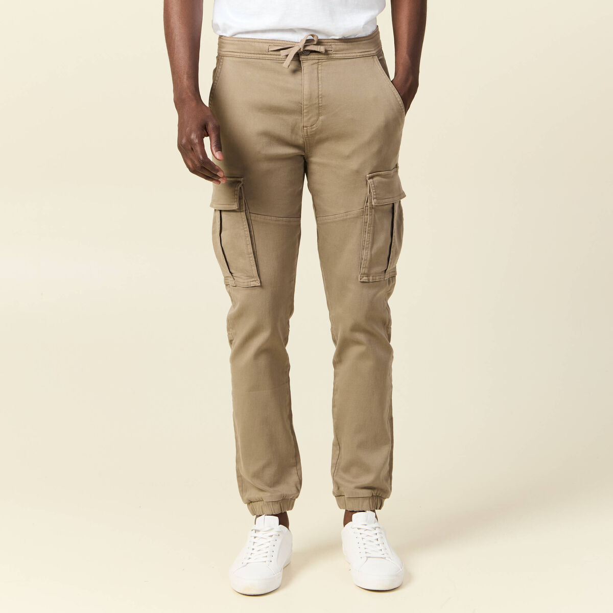 Pantalon battle bas resserr&eacute; taupe homme