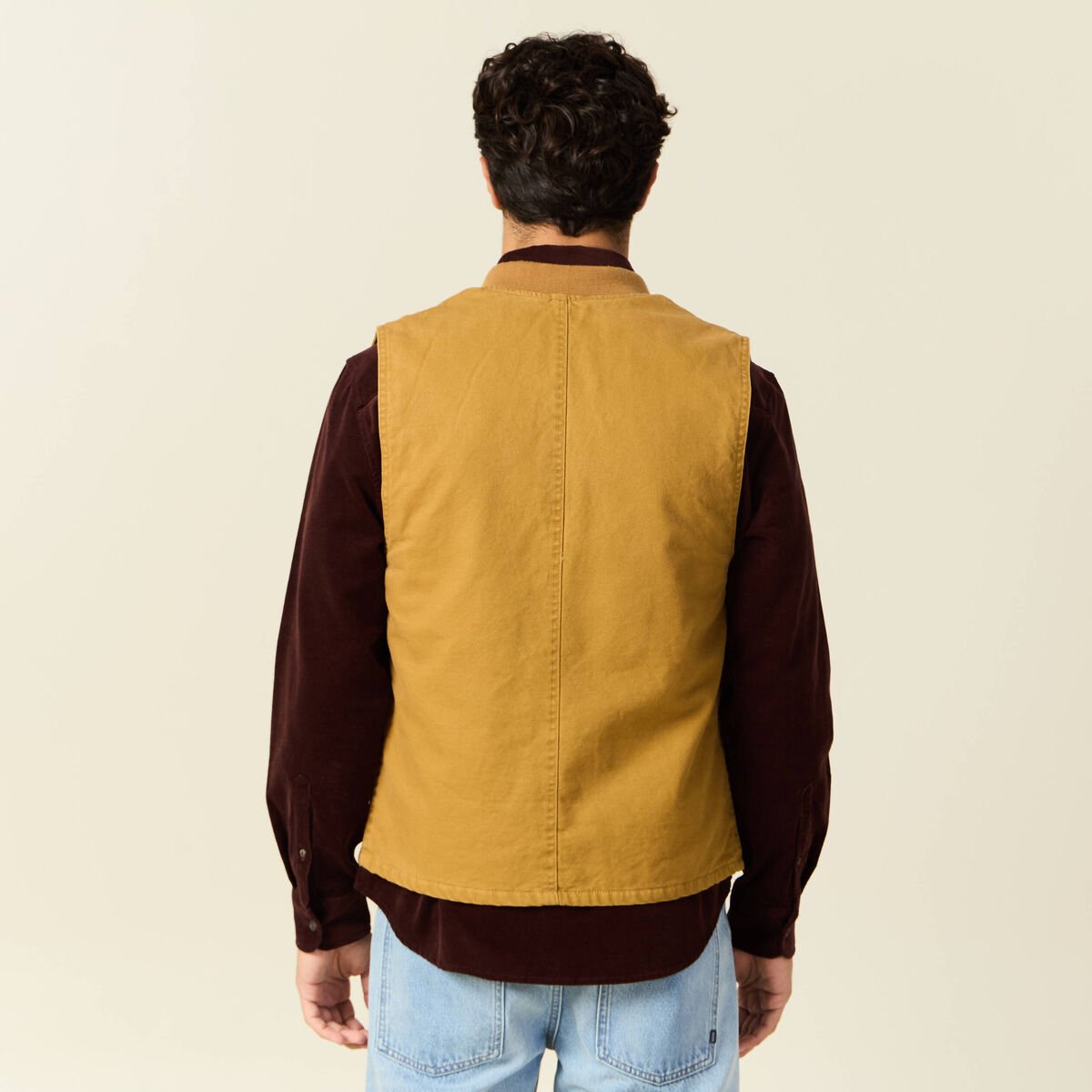 Blouson sans manches col teddy camel homme