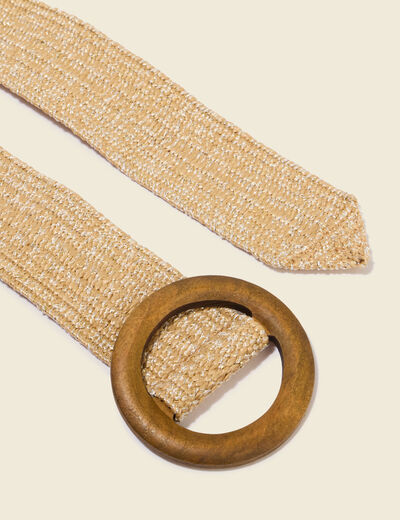 Ceinture tress&eacute;e large beige femme