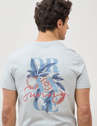 T-shirt droit en coton col rond gris clair homme