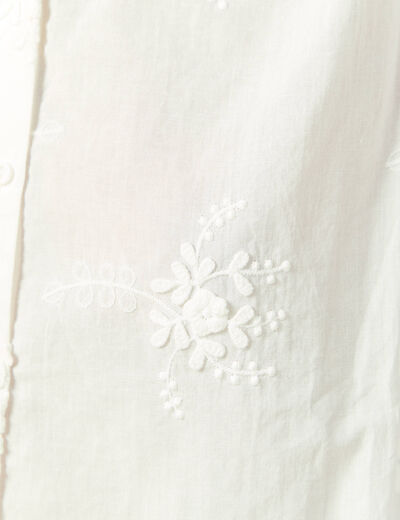 Chemise en coton manches 3/4 ecru femme